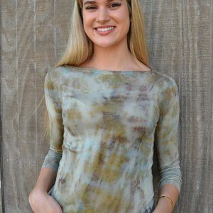 Ralph collection Cashmere silk Sweater shirt Gray tan Camo green tiedyed XS 2 4